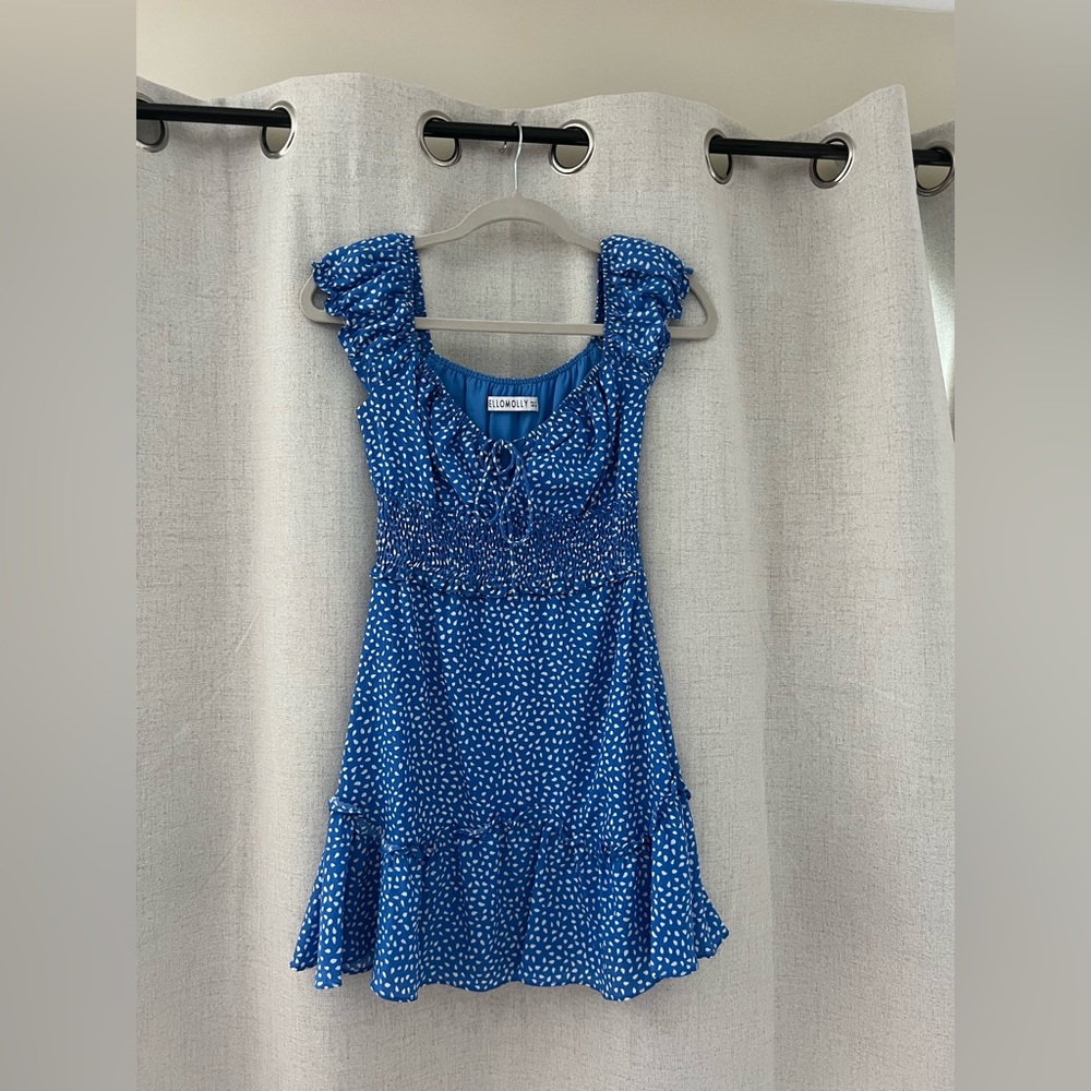 Hello Molly Blue and White Mini Dress